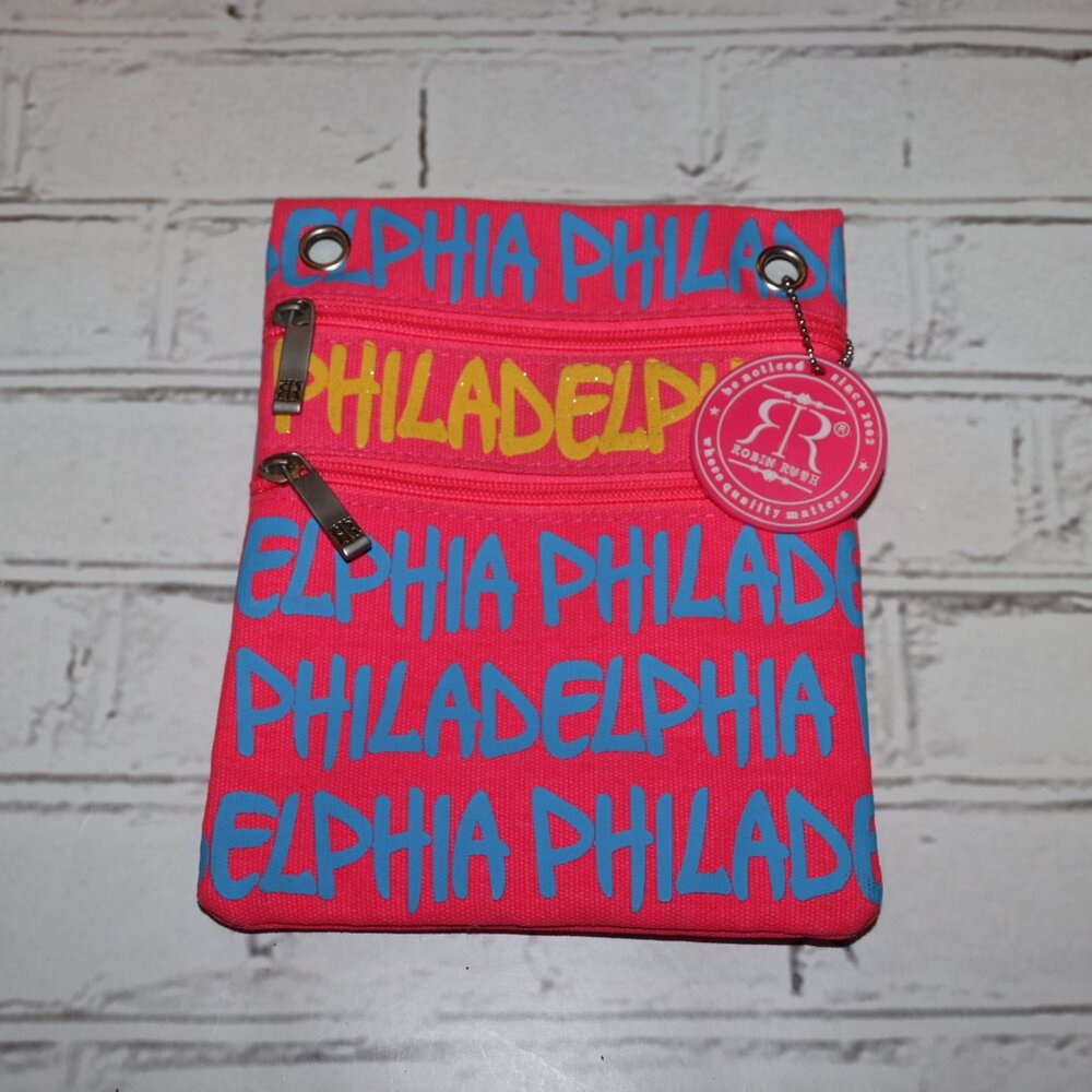 💗 Robin Ruth Philadelphia Pouch · NWOT · Missing Strap · 8x6" Bright & bold